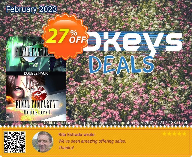 Final Fantasy VII + VIII Double Pack PC discount 27% OFF, 2024 April Fools' Day offering sales. Final Fantasy VII + VIII Double Pack PC Deal CDkeys