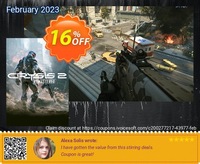 Crysis 2 Remastered PC discount 16% OFF, 2024 Memorial Day offering discount. Crysis 2 Remastered PC Deal CDkeys