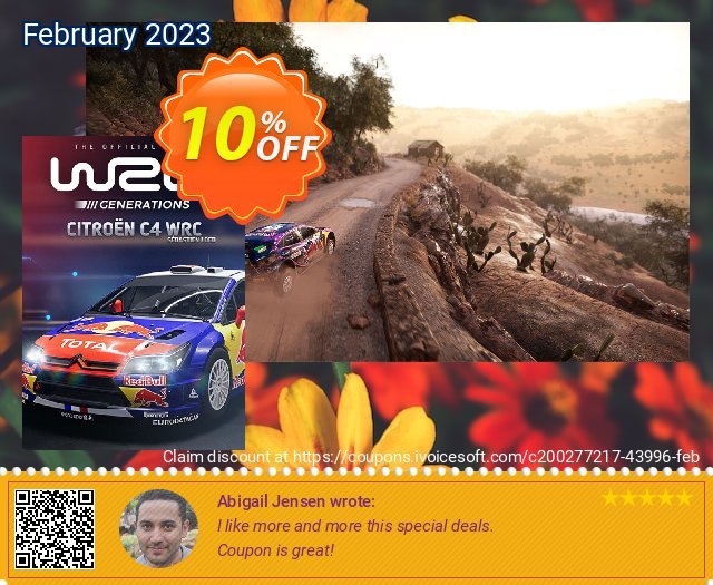 WRC Generations - Citroën C4 WRC 2010 PC - DLC teristimewa voucher promo Screenshot