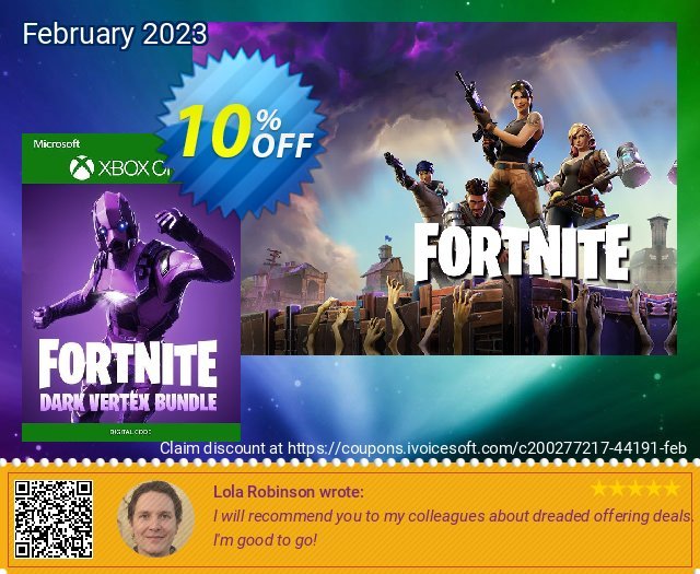 Fortnite Bundle: Dark Vertex + 2,000 V-Buck Xbox One discount 10% OFF, 2024 April Fools' Day promo. Fortnite Bundle: Dark Vertex + 2,000 V-Buck Xbox One Deal CDkeys