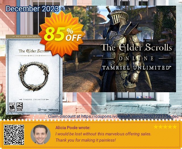Elder Scrolls Online: Tamriel Unlimited PC/Mac discount 85% OFF, 2024 April Fools' Day offering sales. Elder Scrolls Online: Tamriel Unlimited PC/Mac Deal