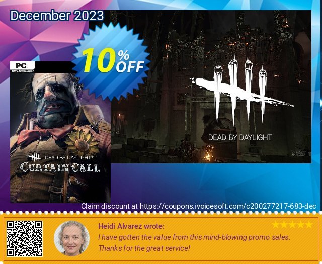 Dead by Daylight PC - Curtain Call Chapter DLC discount 10% OFF, 2022 British Columbia Day discount. Dead by Daylight PC - Curtain Call Chapter DLC Deal