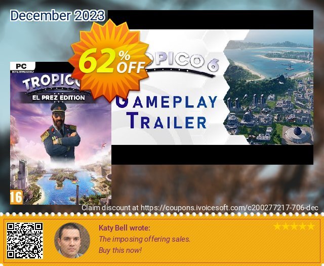 Tropico 6 El Prez Edition PC (AUS/NZ) discount 62% OFF, 2024 April Fools' Day discount. Tropico 6 El Prez Edition PC (AUS/NZ) Deal