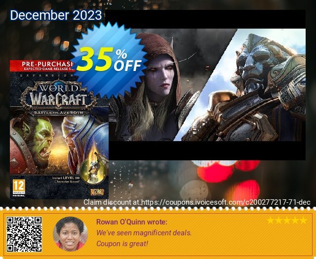 World of Warcraft (WoW) Battle for Azeroth - PC (EU) discount 35% OFF, 2024 April Fools' Day offering sales. World of Warcraft (WoW) Battle for Azeroth - PC (EU) Deal