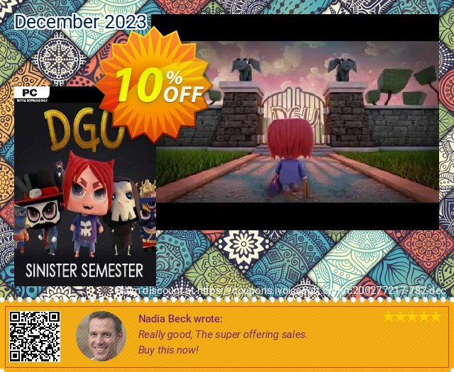 DGU Sinister Semester PC discount 10% OFF, 2024 Easter Day discount. DGU Sinister Semester PC Deal