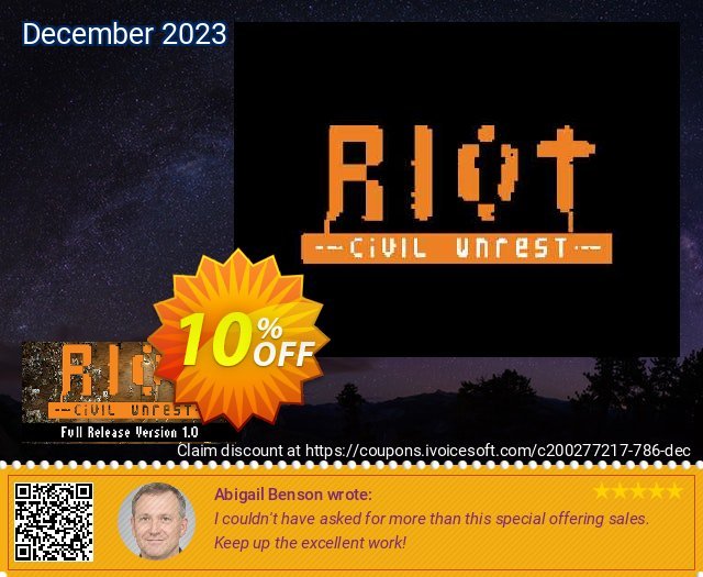 RIOT Civil Unrest PC discount 10% OFF, 2024 April Fools' Day promo sales. RIOT Civil Unrest PC Deal