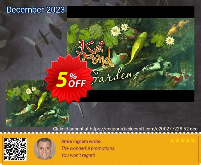 3PlaneSoft Koi Pond - Garden 3D Screensaver discount 5% OFF, 2022 January promo sales. 3PlaneSoft Koi Pond - Garden 3D Screensaver Coupon