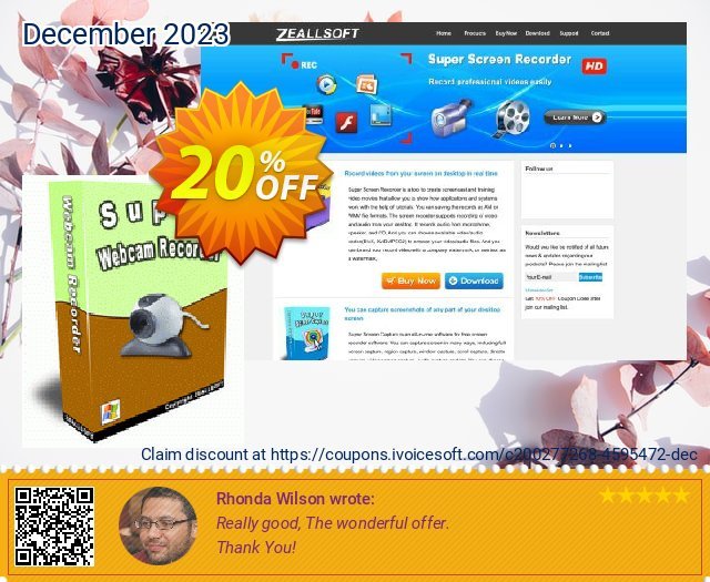 Zeallsoft Super Webcam Recorder eksklusif kupon diskon Screenshot