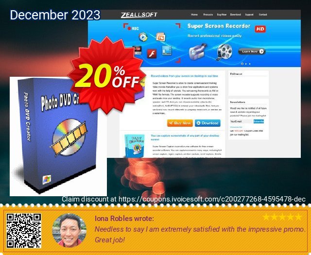 Zeallsoft Photo DVD Creator tersendiri penawaran promosi Screenshot