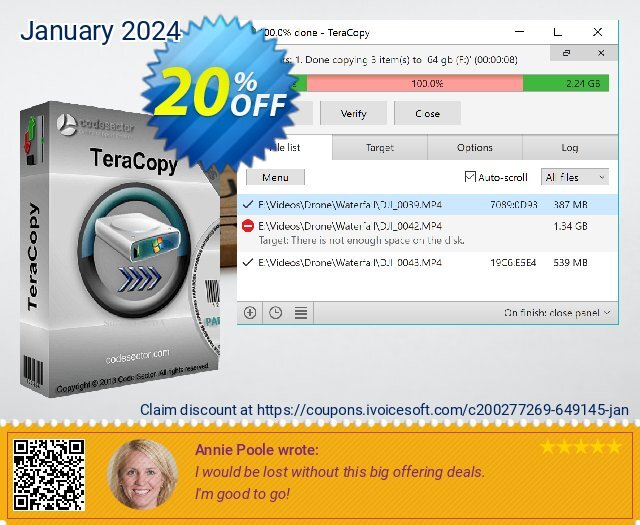 TeraCopy Pro megah penawaran waktu Screenshot