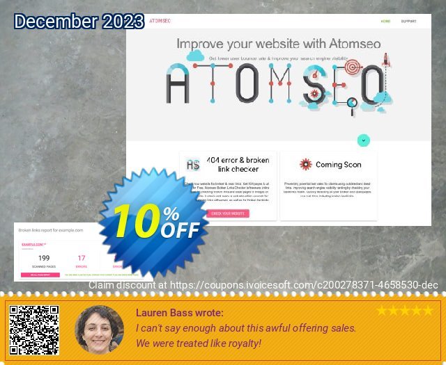 Atomseo Broken Links Checker. Enterprise Monthly Subscription Plan mengagetkan penawaran loyalitas pelanggan Screenshot