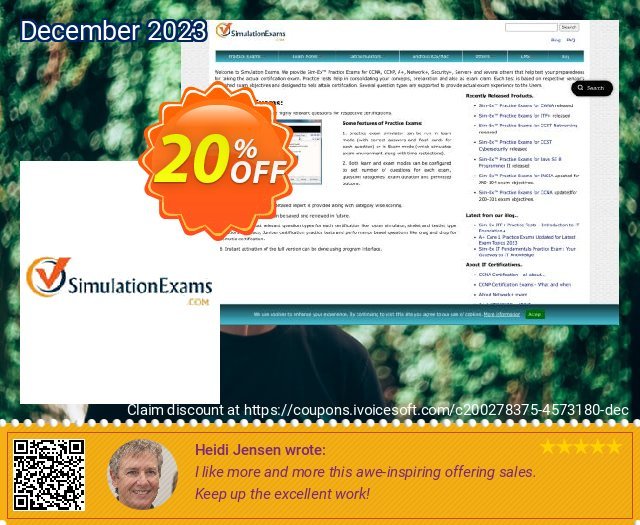 SimulationExams CCENT Exam Simulator ausschließenden Promotionsangebot Bildschirmfoto