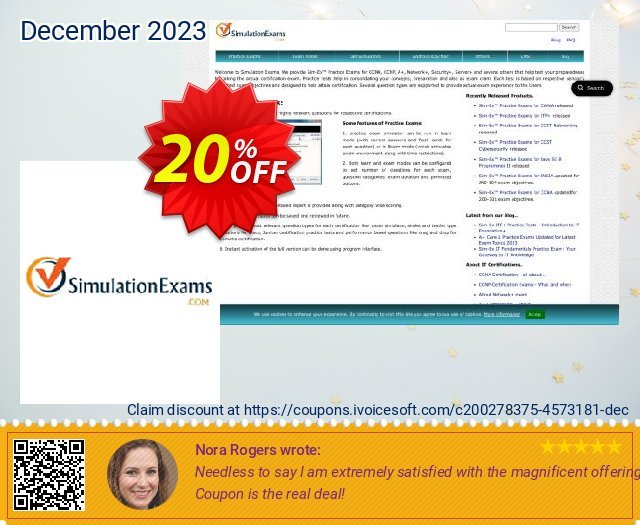SimulationExams CCNA ICND2 Exam Simulator ausschließenden Promotionsangebot Bildschirmfoto