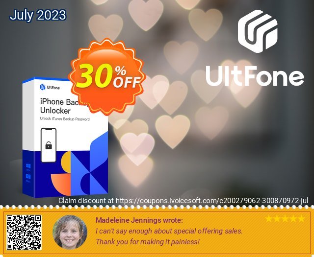 UltFone iPhone Backup Unlocker (Windows Version) - Lifetime/5 Devices 偉大な プロモーション スクリーンショット