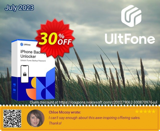 UltFone iPhone Backup Unlocker for Mac - 1 Month/5 Devices discount 30% OFF, 2024 Mother Day promo. Coupon code UltFone iPhone Backup Unlocker for Mac - 1 Month/5 Devices