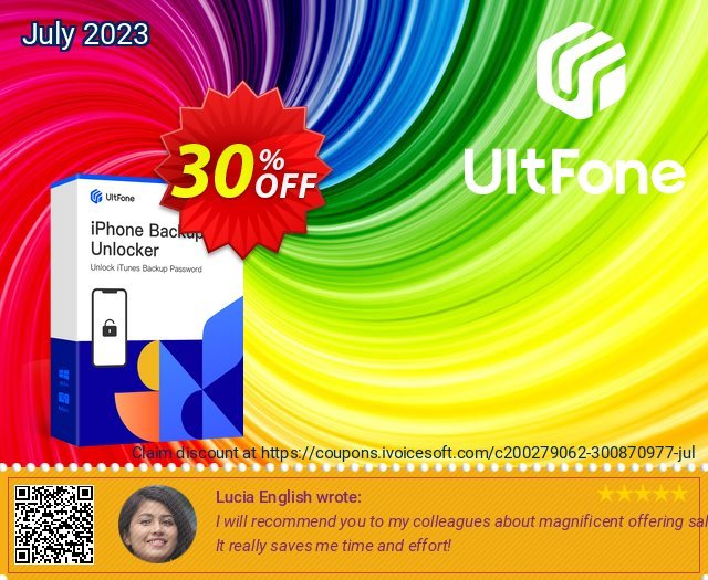 UltFone iPhone Backup Unlocker for Mac - 1 Year/5 Devices discount 30% OFF, 2024 Memorial Day offering sales. Coupon code UltFone iPhone Backup Unlocker for Mac - 1 Year/5 Devices