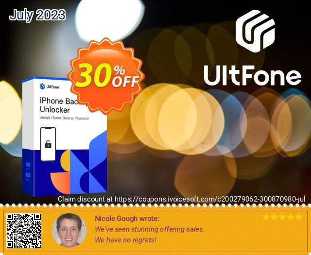 UltFone iPhone Backup Unlocker for Mac - 1 Year/15 Devices discount 30% OFF, 2024 Mother's Day offering sales. Coupon code UltFone iPhone Backup Unlocker for Mac - 1 Year/15 Devices