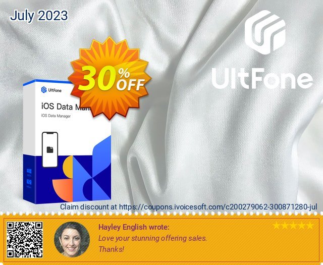 UltFone iOS Data Manager (Windows Version) - 1 Year/1 PC discount 30% OFF, 2024  Lover's Day offering sales. Coupon code UltFone iOS Data Manager (Windows Version) - 1 Year/1 PC