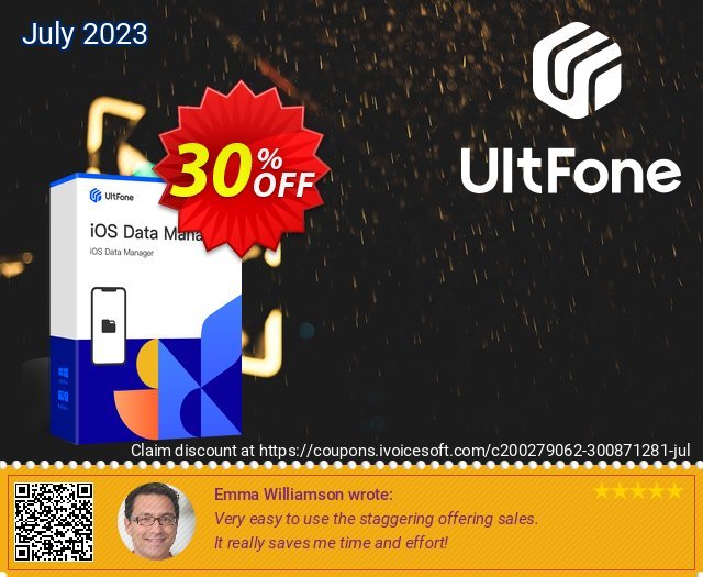 UltFone iOS Data Manager (Windows Version) - Lifetime/1 PC discount 30% OFF, 2024 St. Patrick's Day promo sales. Coupon code UltFone iOS Data Manager (Windows Version) - Lifetime/1 PC