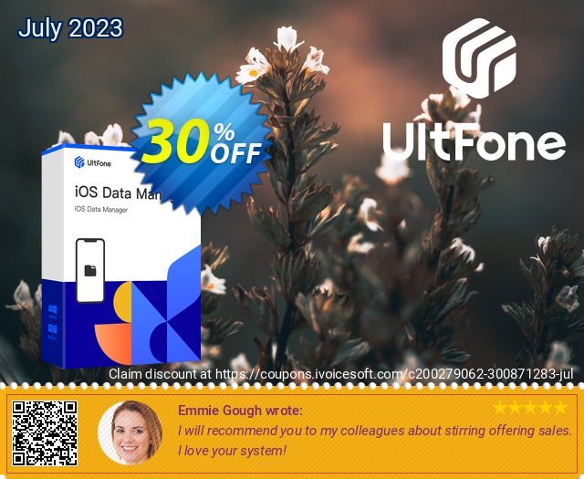 UltFone iOS Data Manager (Windows Version) - 1 Year/10 PCs discount 30% OFF, 2024 Rose Day promo. Coupon code UltFone iOS Data Manager (Windows Version) - 1 Year/10 PCs