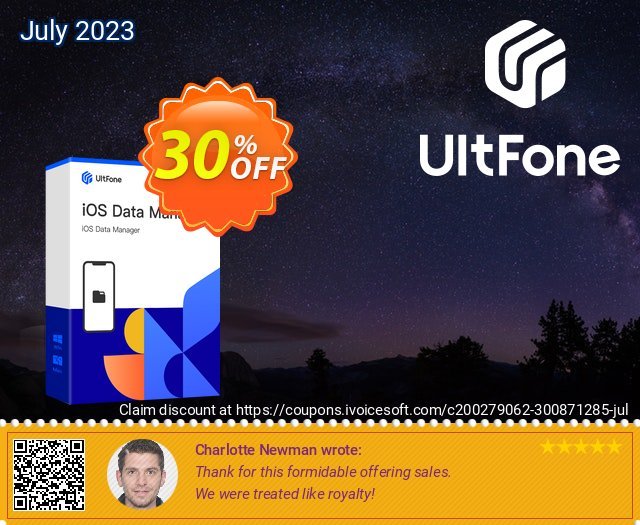 UltFone iOS Data Manager for Mac - 1 Month/1 Mac discount 30% OFF, 2024 Mother's Day offering sales. Coupon code UltFone iOS Data Manager for Mac - 1 Month/1 Mac