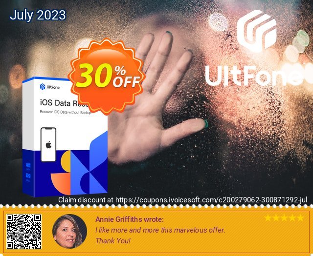 UltFone iOS Data Recovery (Windows Version) - 1 Year/5 Devices discount 30% OFF, 2024 Easter Day sales. Coupon code UltFone iOS Data Recovery (Windows Version) - 1 Year/5 Devices