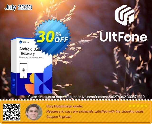 UltFone Android Data Recovery (Windows Version) - 1 Year/Unlimited Devices discount 30% OFF, 2024 Mother's Day sales. Coupon code UltFone Android Data Recovery (Windows Version) - 1 Year/Unlimited Devices