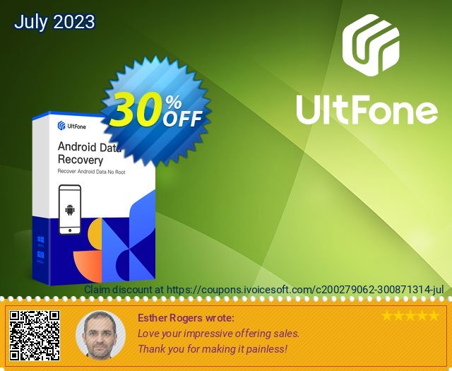 UltFone Android Data Recovery for Mac - 1 Year/10 Devices discount 30% OFF, 2024 July 4th offering deals. Coupon code UltFone Android Data Recovery for Mac - 1 Year/10 Devices