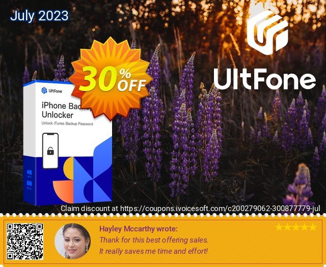 UltFone iPhone Backup Unlocker (Windows Version) - 1 Year/5 Devices 最佳的 促销销售 软件截图