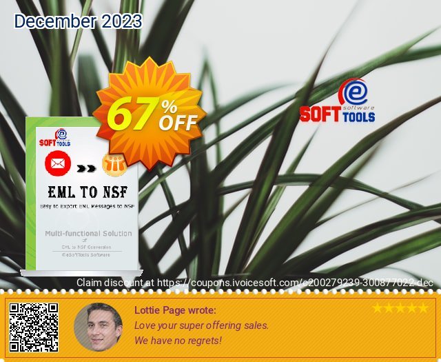 eSoftTools EML to NSF Converter discount 67% OFF, 2024 April Fools Day offering discount. Coupon code eSoftTools EML to NSF Converter - Personal License