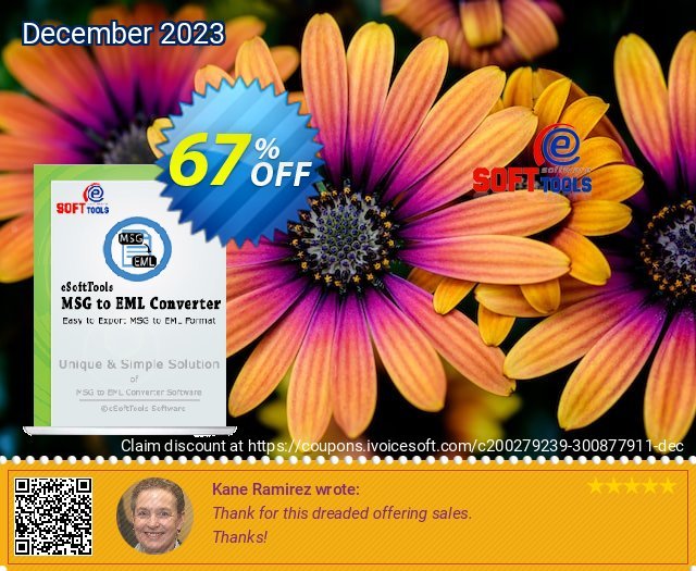eSoftTools MSG to EML Converter - Corporate License discount 67% OFF, 2024 April Fools' Day deals. Coupon code eSoftTools MSG to EML Converter - Corporate License