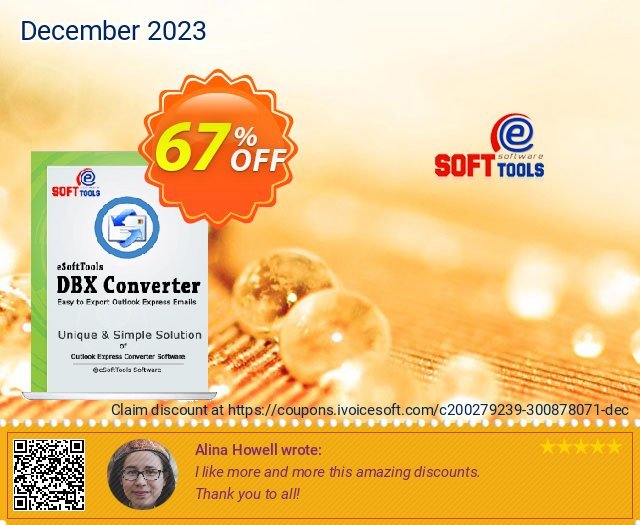 eSoftTools DBX Converter - Technician License discount 67% OFF, 2024 Working Day offering sales. Coupon code eSoftTools DBX Converter - Technician License