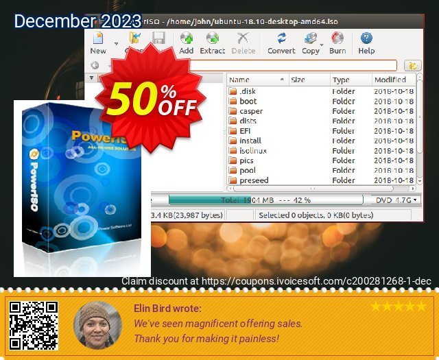 PowerISO discount 50% OFF, 2024 April Fools' Day offering sales. 50% OFF PowerISO, verified