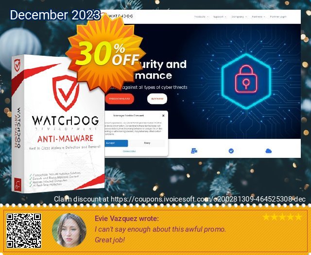 Watchdog Anti-Malware 2 year / 5 PC discount 30% OFF, 2022 Camera Day offer. 30% OFF Watchdog Anti-Malware 2 year / 5 PC, verified