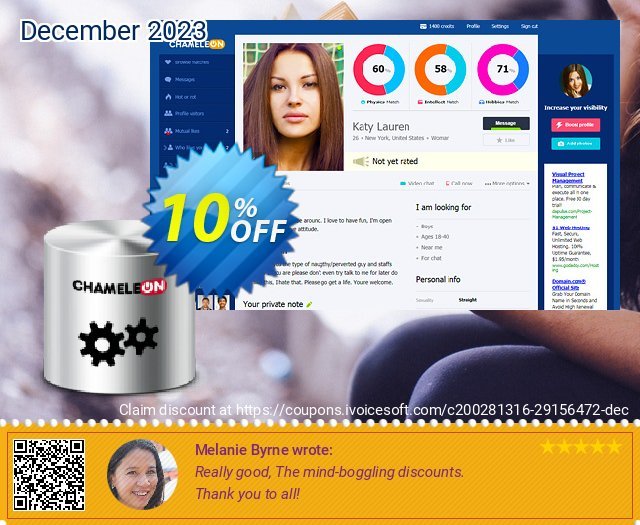 Chameleon Script + Templates + Apps (2 domain License) discount 10% OFF, 2023 Selfie Day offering sales. Chameleon Software + Themes (2 Domains) Staggering promo code 2023