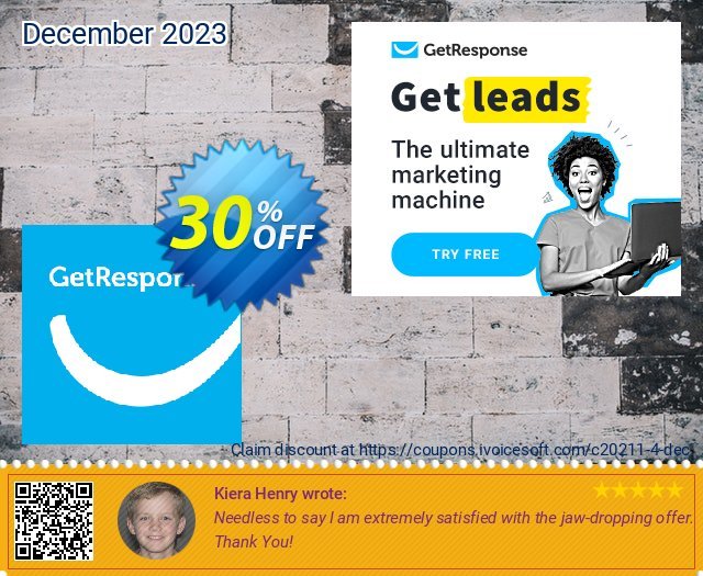 GetResponse PROFESSIONAL discount 30% OFF, 2022 Tattoo Day offering sales. 30% OFF GetResponse, verified