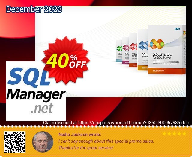 EMS Data Generator for SQL Server (Business) + 1 Year Maintenance discount 30% OFF, 2023 Easter discounts. Coupon code EMS Data Generator for SQL Server (Business) + 1 Year Maintenance