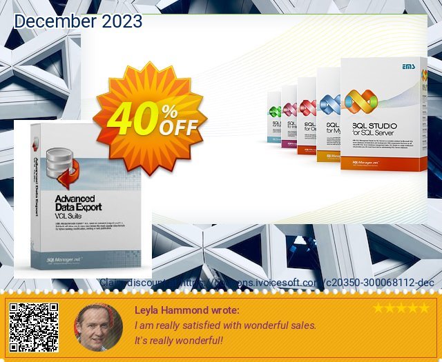 EMS Advanced Data Export VCL Suite (with sources) + 1 Year Maintenance discount 30% OFF, 2023 Spring promo. Coupon code Advanced Data Export VCL Suite (with sources) + 1 Year Maintenance
