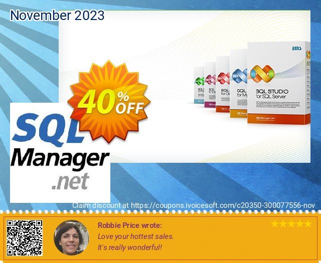EMS SQL Management Studio for InterBase/Firebird (Business) + 3 Year Maintenance discount 30% OFF, 2023 Easter offering sales. Coupon code EMS SQL Management Studio for InterBase/Firebird (Business) + 3 Year Maintenance