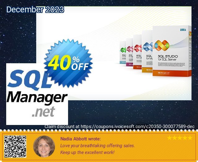 2 Year Maintenance for EMS SQL Management Studio for SQL Server (Business) discount 30% OFF, 2023 New Year's Weekend offering discount. Coupon code 2 Year Maintenance for EMS SQL Management Studio for SQL Server (Business)