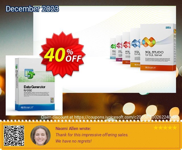 EMS Data Generator for DB2 (Business) + 1 Year Maintenance discount 30% OFF, 2023 April Fools' Day offering discount. Coupon code EMS Data Generator for DB2 (Business) + 1 Year Maintenance