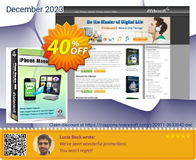 4Videosoft iPhone Manager SMS Spesial voucher promo Screenshot