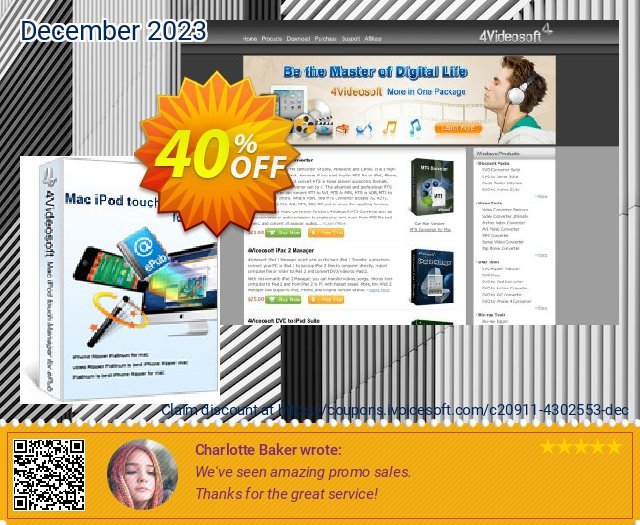 4Videosoft Mac iPod touch Manager for ePub discount 40% OFF, 2022 Int' Nurses Day sales. 4Videosoft Mac iPod touch Manager for ePub amazing discounts code 2022