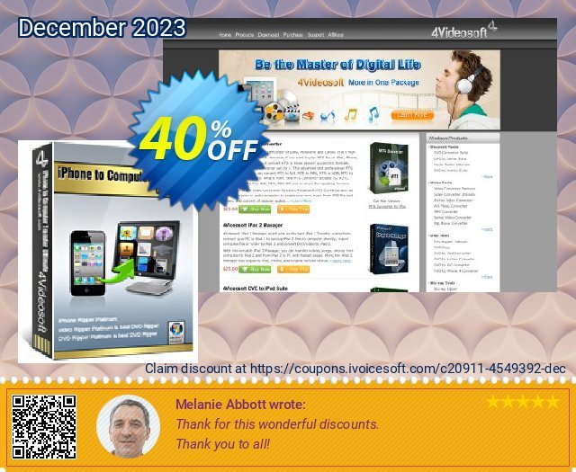 4Videosoft iPhone to Computer Transfer Ultimate discount 40% OFF, 2022 Spring offering deals. 4Videosoft iPhone to Computer Transfer Ultimate big discount code 2022