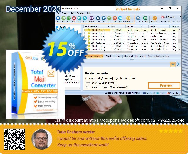 Coolutils Total Mail Converter (Server License) discount 15% OFF, 2024 World Heritage Day promo sales. 15% OFF Coolutils Total Mail Converter (Server License), verified