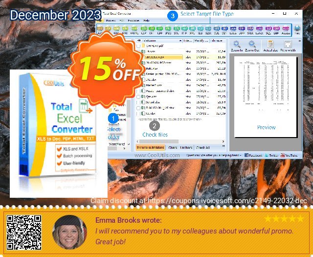 Coolutils Total Excel Converter (Server License) discount 15% OFF, 2022 Happy New Year offering sales. 15% OFF Coolutils Total Excel Converter (Server License), verified