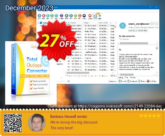 Coolutils Total Outlook Converter (Site License) discount 27% OFF, 2024 World Backup Day offering sales. 27% OFF Coolutils Total Outlook Converter (Site License), verified