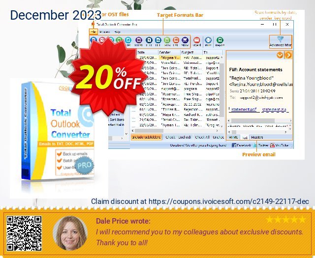 Coolutils Total Outlook Converter Pro (Commercial License) umwerfenden Außendienst-Promotions Bildschirmfoto