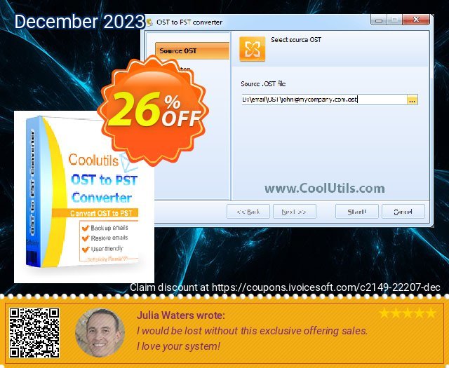 Coolutils OST to PST Converter (Commercial License) discount 26% OFF, 2024 Easter Day offering discount. 15% OFF Coolutils OST to PST Converter, verified