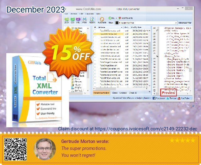Coolutils Total XML Converter (Site License) discount 15% OFF, 2024 Memorial Day offering sales. 15% OFF Coolutils Total XML Converter, verified